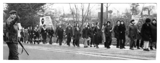 Newry women taking part in a march to the border in protest against Bloody Sunday and internment.