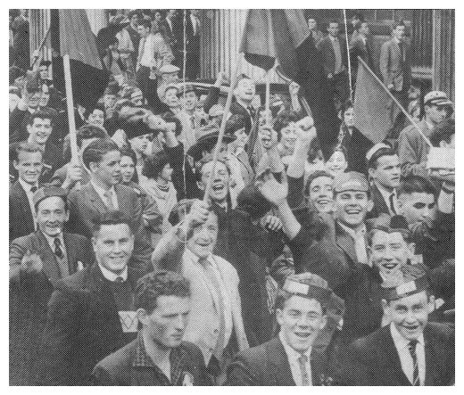 Optimistic Down supporters stage a march past Dublin's GPO en route to Croagh Park for the 1960 All-Ireland Final.