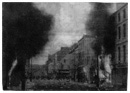 Newry centre ablaze early on the morning of Internment. Many of those 'lifted' were Civil Rights activists.