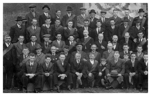 Forebearers of many Newry families and emigrants were featured in this historic photograph, containing the John Mitchel branch of the Irish National Foresters during the 1930's.